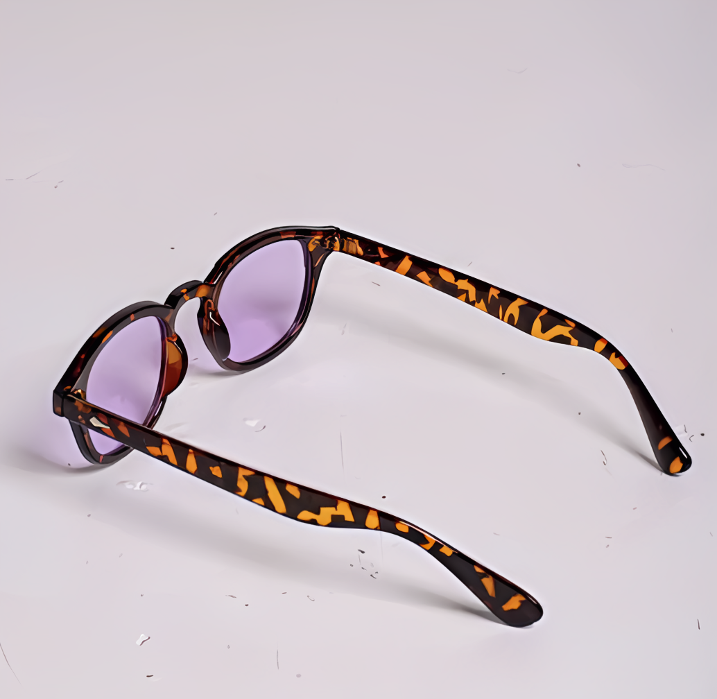 Kiro Classy Retro Unisex Sunglasses - Johnny Depp Style with Tortoiseshell Frame & Purple Lenses, UV400 Protection