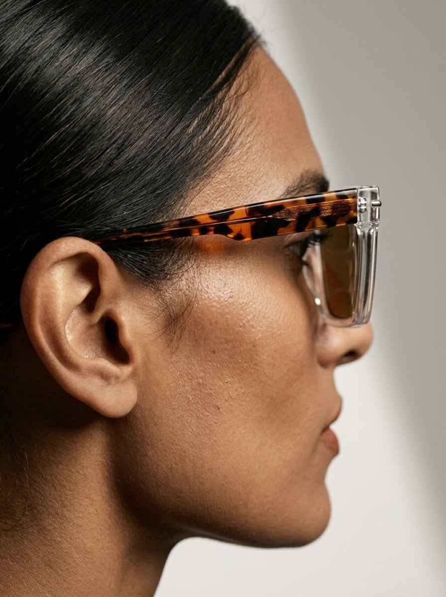 The Facade | Polarized Crystal | Square Sunglasses | UV400 TAC Polarized Tea Lenses