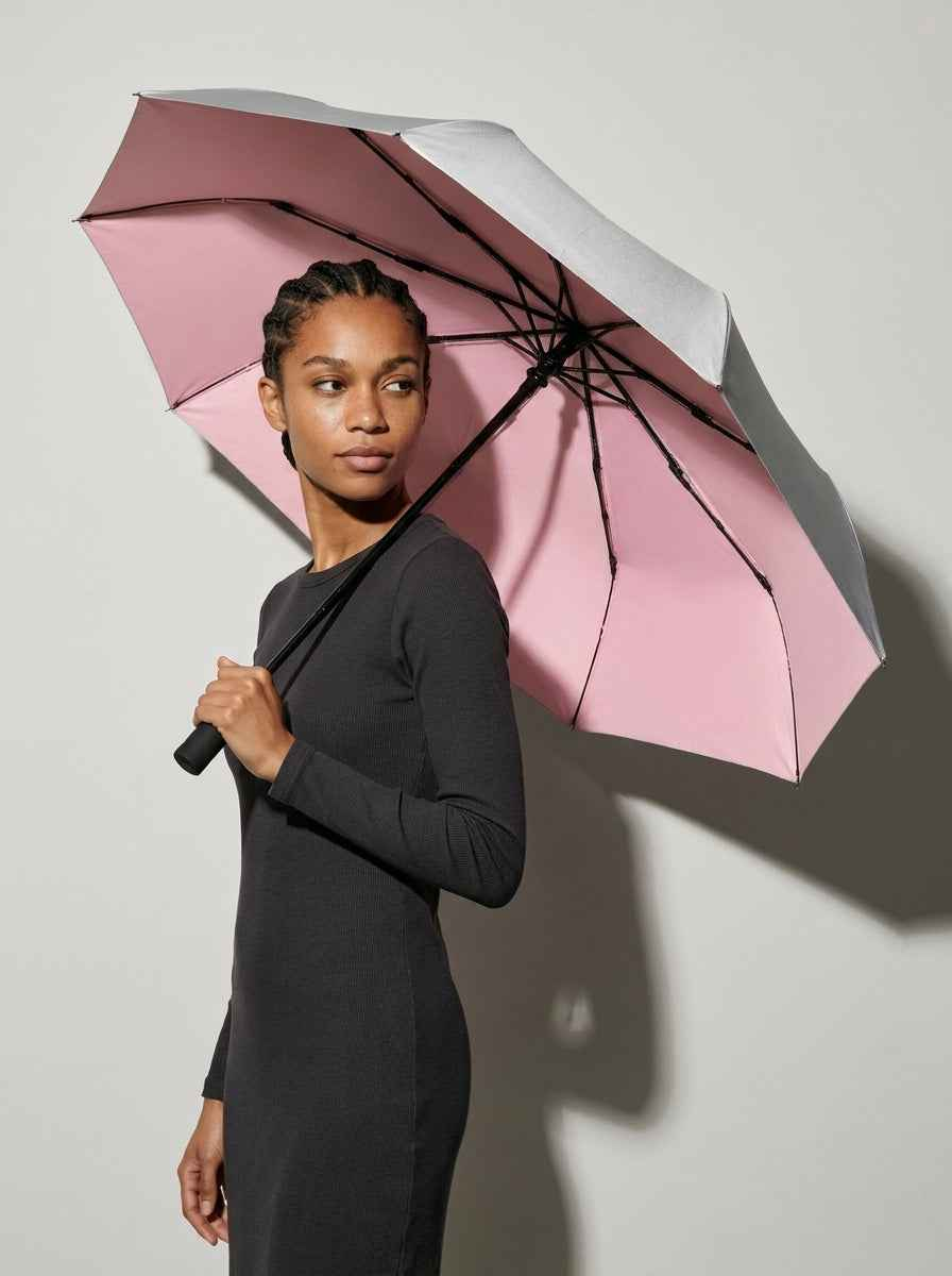 The Canopy - Blush | Automatic Titanium Silver UV Umbrella UPF50+ Compact Tri-Fold