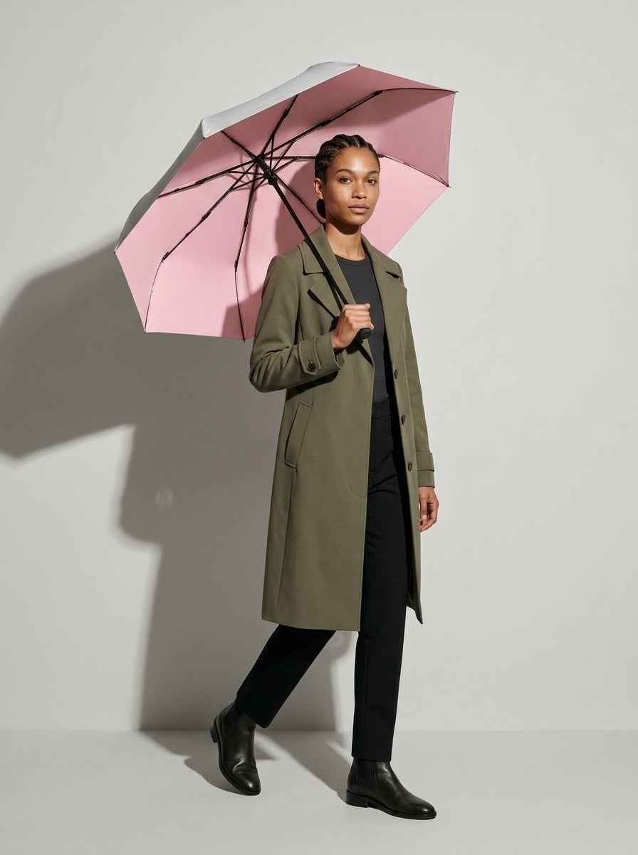 The Canopy - Blush | Automatic Titanium Silver UV Umbrella UPF50+ Compact Tri-Fold