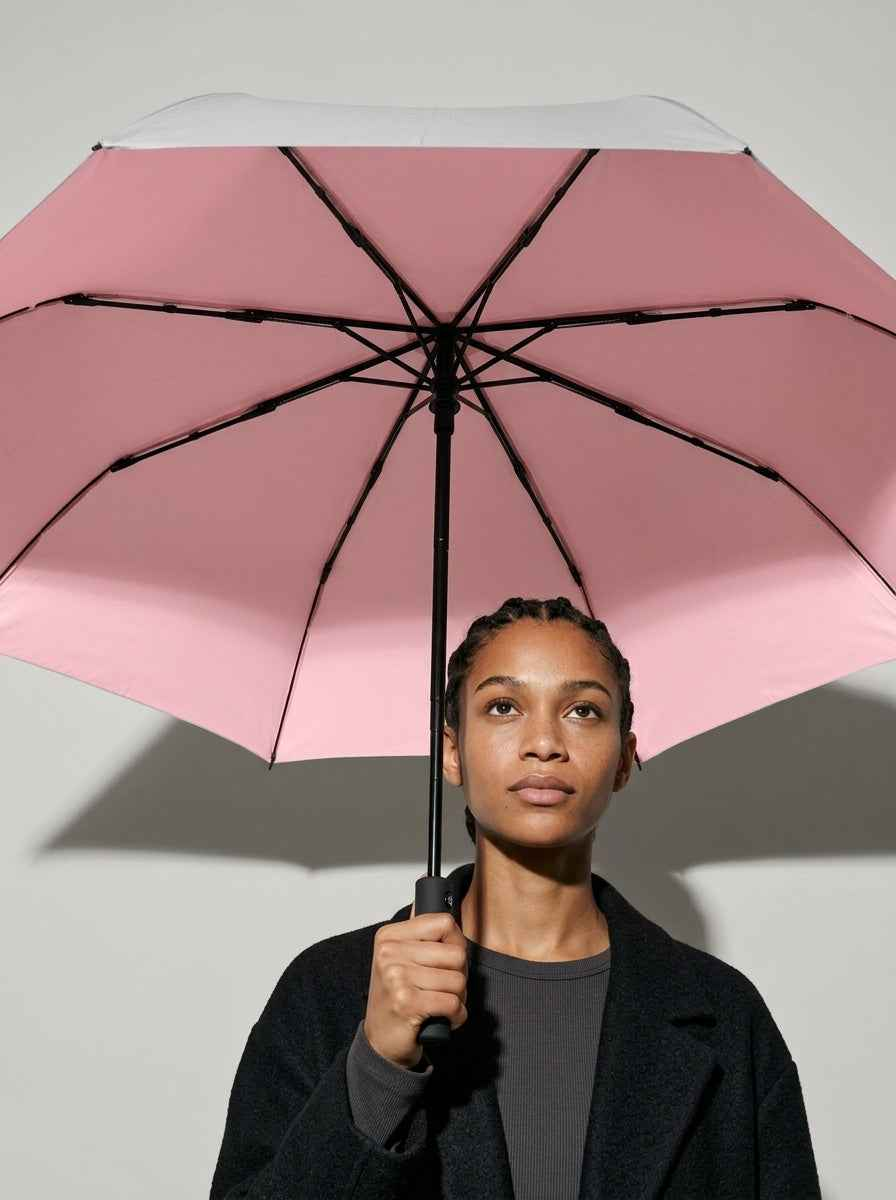 The Canopy - Blush | Automatic Titanium Silver UV Umbrella UPF50+ Compact Tri-Fold