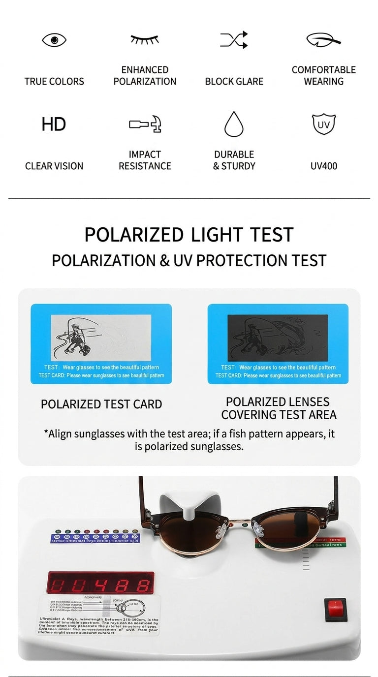 The Vantage - Black Gold with Black Gray Lens | Round Half-Frame Polarized Sunglasses | UV400 TR90