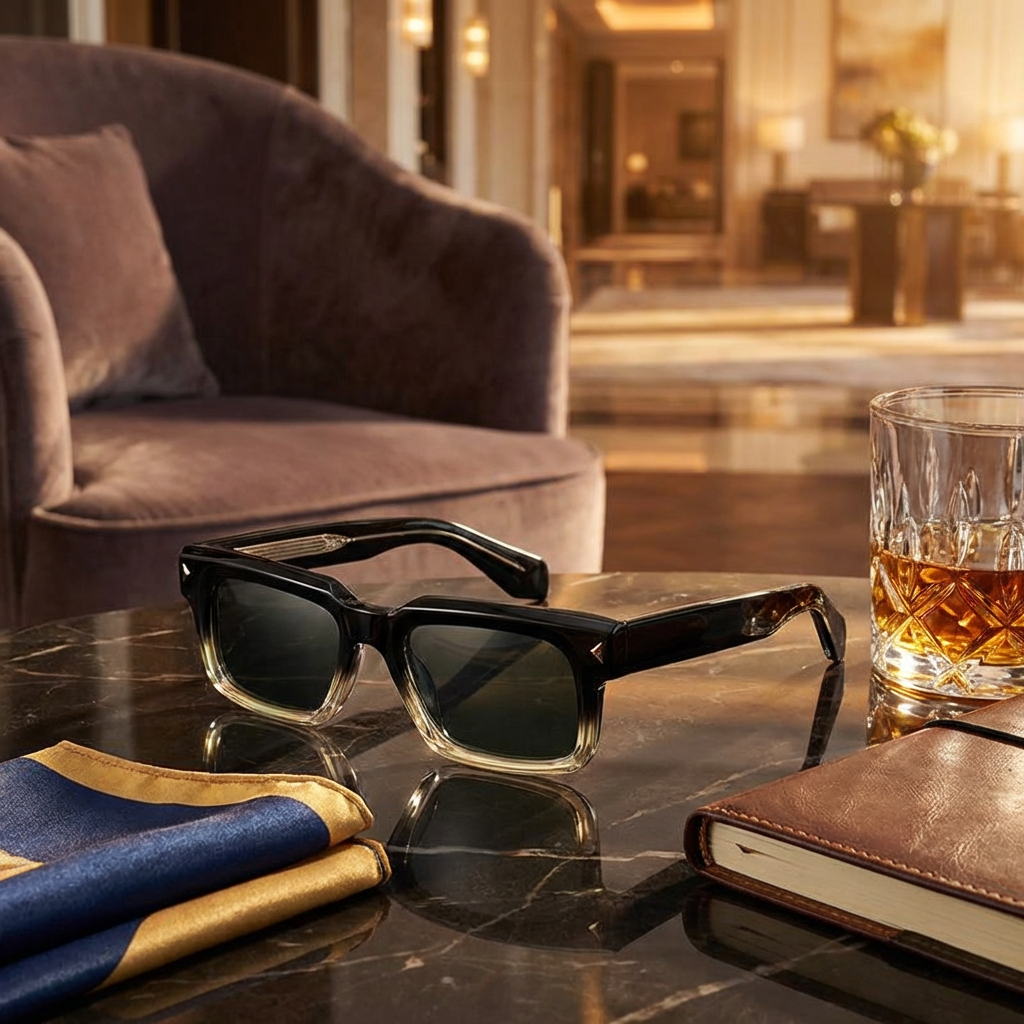 52mm Square Polarized Sunglasses for Urban Explorers - Glossy Black/Translucent - Marie Kiro