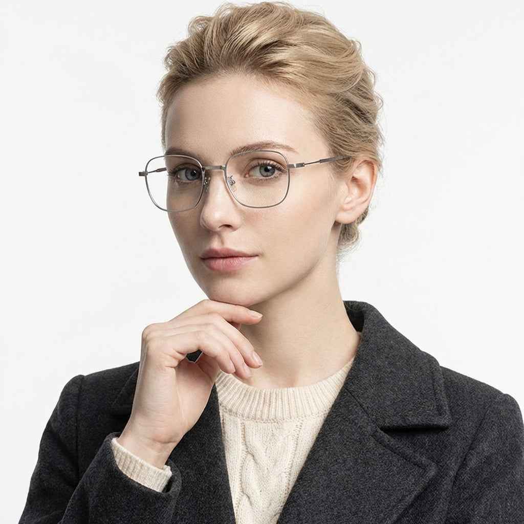 MK Paradigm // Pure Titanium Geometric Navigator Blue Light Eyeglasses