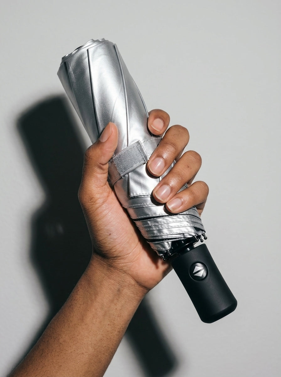 The Canopy - Solar | Automatic Titanium Silver UV Umbrella UPF50+ Compact Tri-Fold