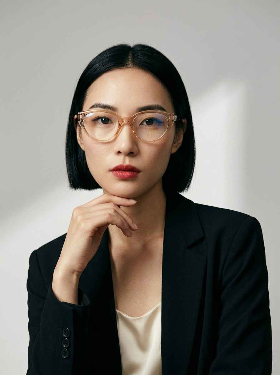 The Alibi | Champagne, Blue Light Optical Frames | Cat-Eye Glasses | TR90 Frame