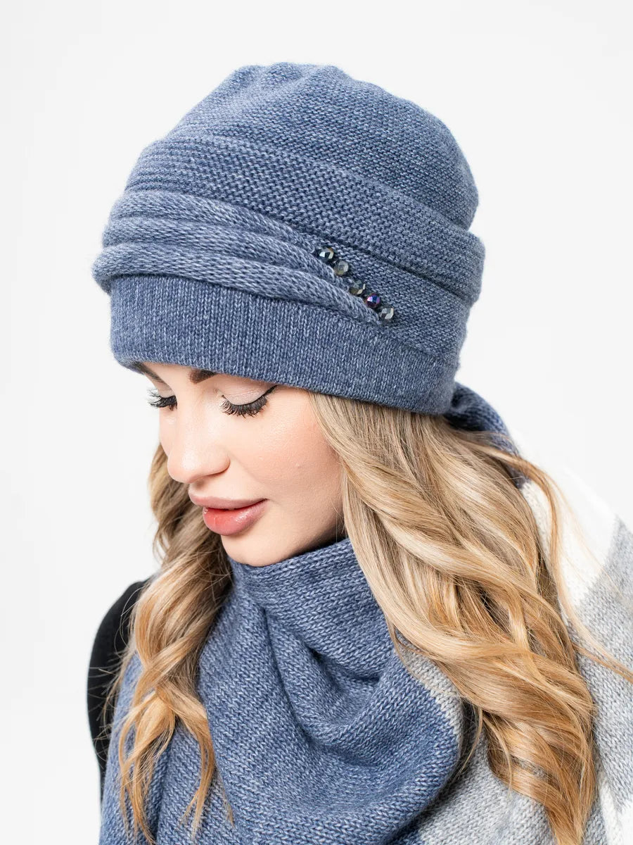The Cold Open - Wide-Brim Knit Beanie, Blue