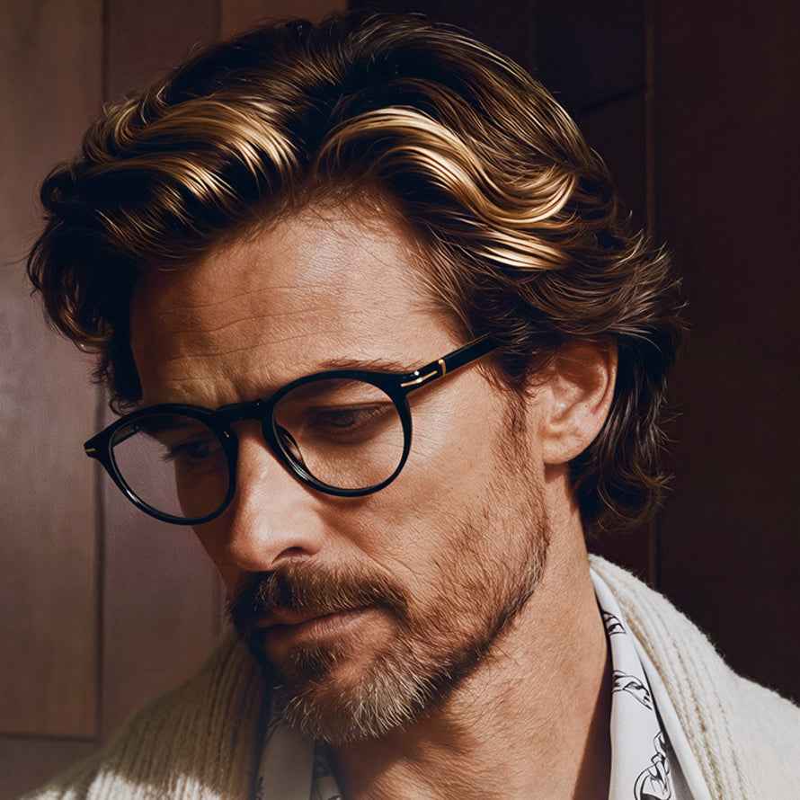 The MK-Elara | Oval Optical Frames - Apex-Blue Light Defense - Hybrid TR90 & Sculpted Board Acetate