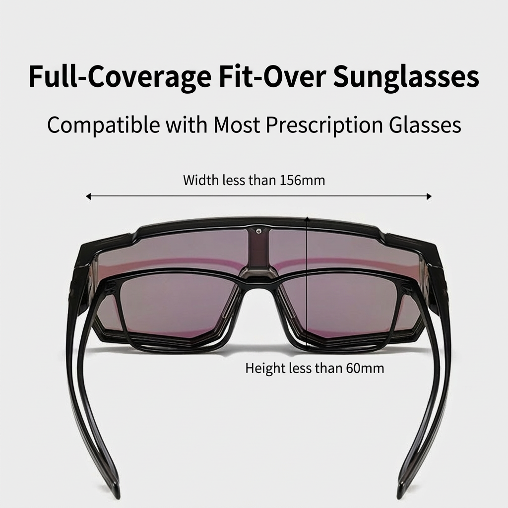 55mm Green Tint Polarized Fit Over Glasses Sunglasses for Mountain Explorers - Cuts Trail Glare - Marie Kiro