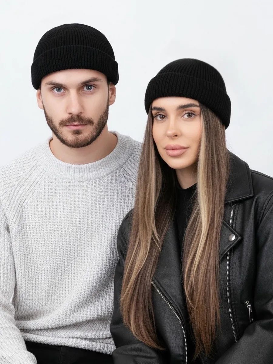 Short Fisherman Beanie Hat – Soft Acrylic Docker Skull Cap – Rolled Cuff Trawler Watch Cap (Unisex / One Size)