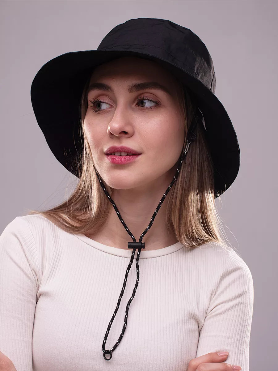 The Foldaway - Packable Wide Brim Waterproof Quick Dry Sun Hat, Black