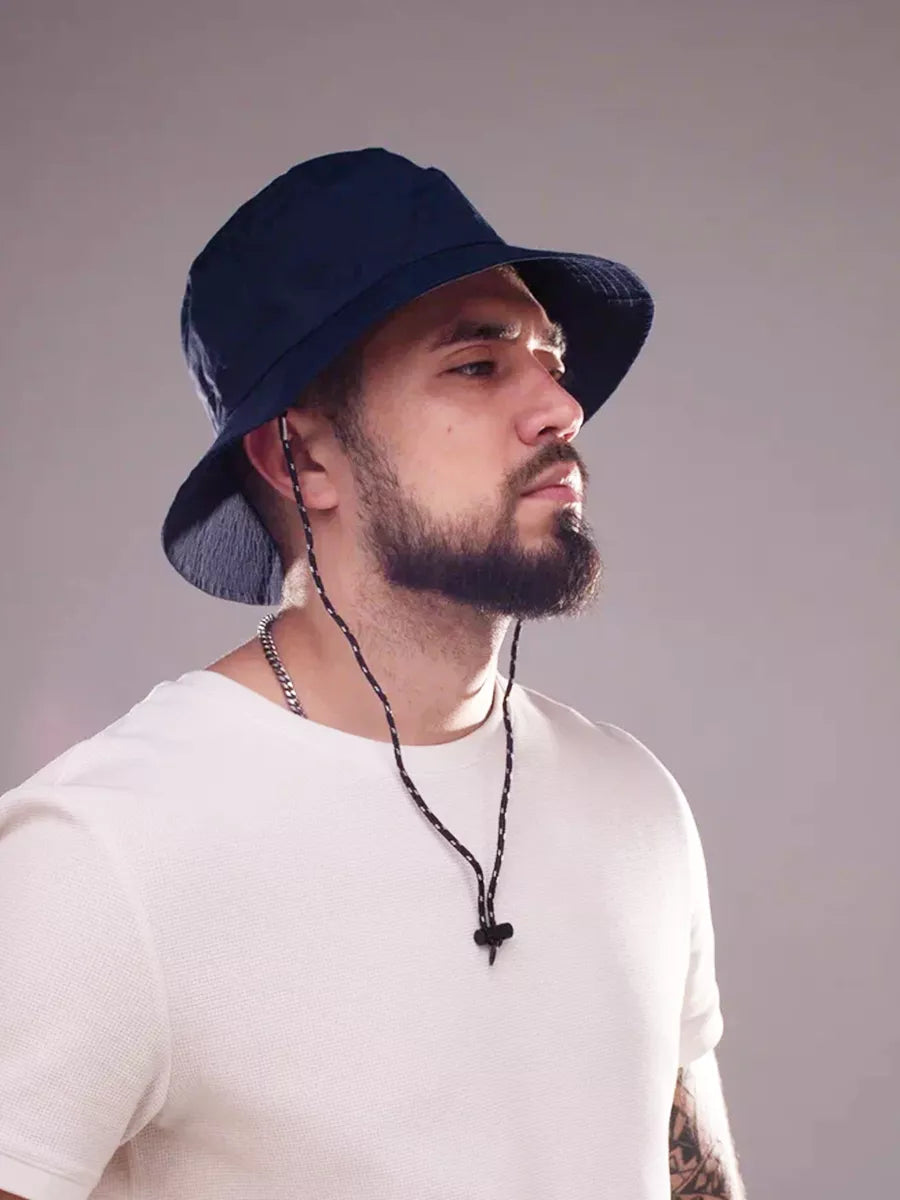 The Foldaway - Packable Wide Brim Sun Hat, Navy (Extended Fit 60-65cm)