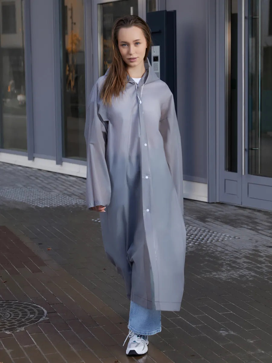 The Backup Plan - EVA Hooded Rain Coat, Gray