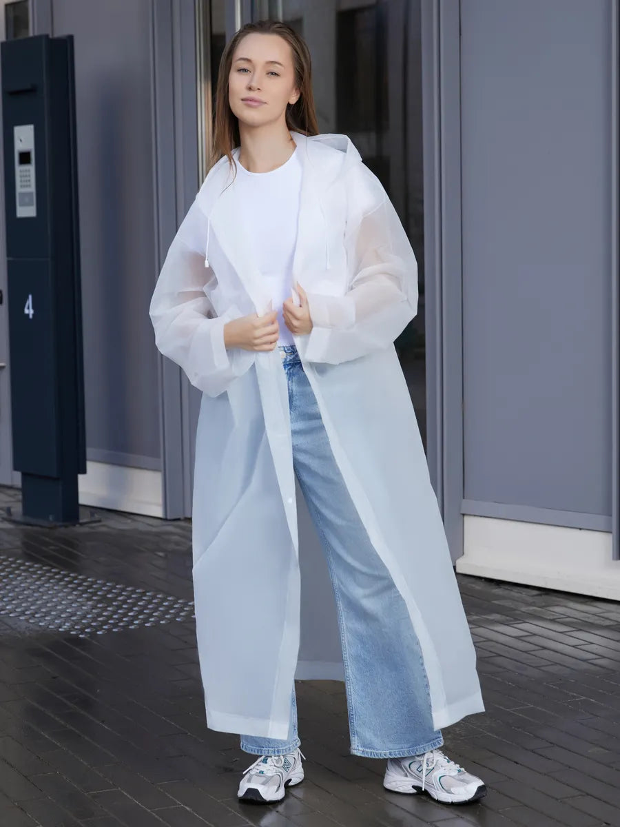 The Backup Plan - EVA Hooded Rain Coat, White
