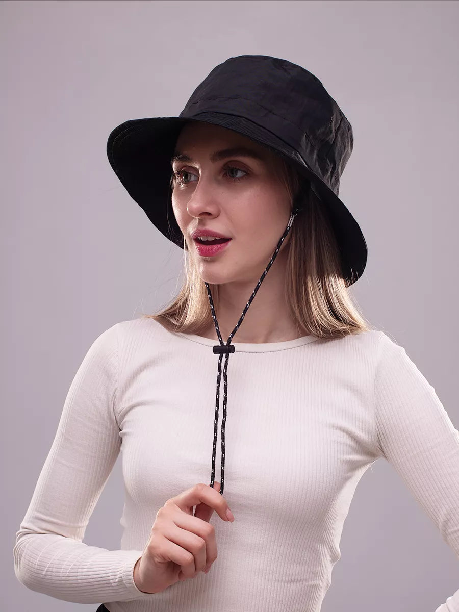 The Foldaway - Packable Wide Brim Waterproof Quick Dry Sun Hat, Black