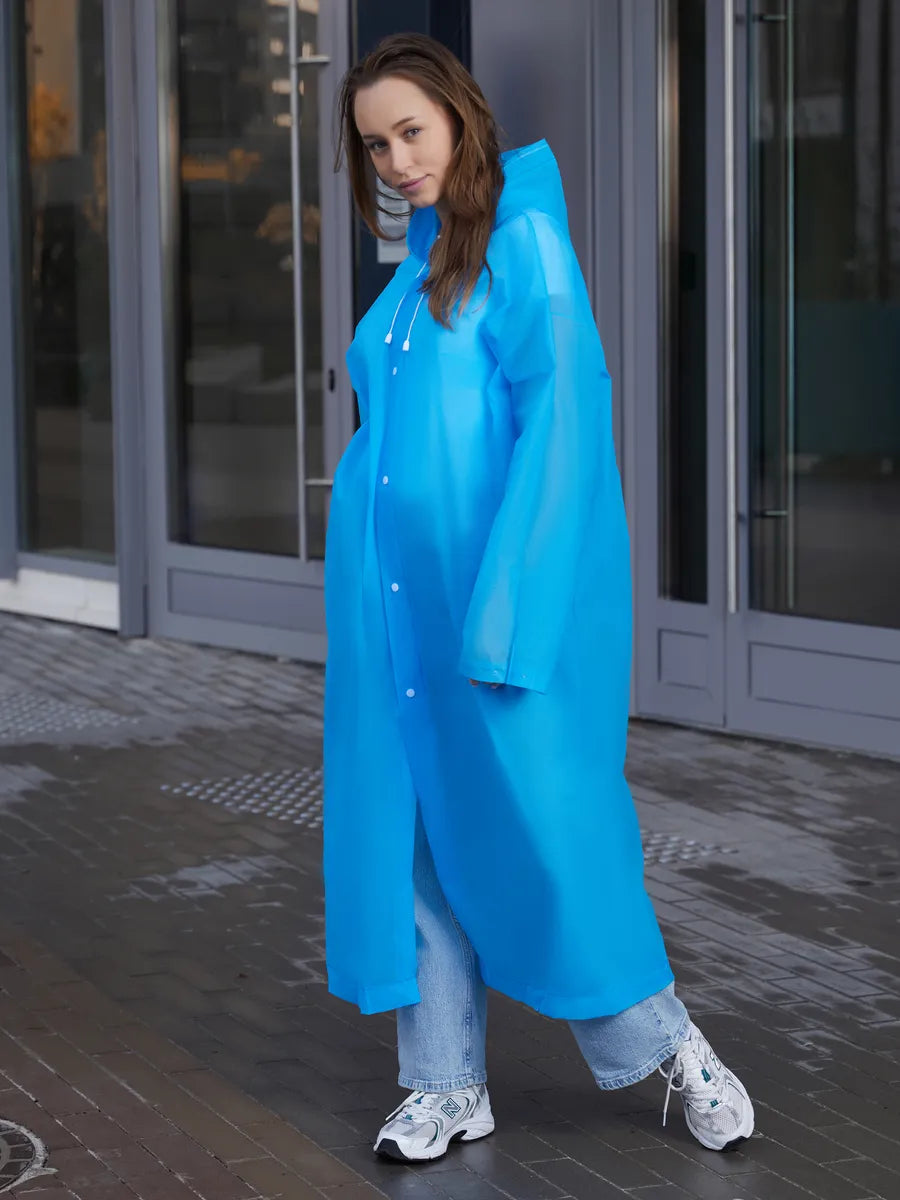 The Backup Plan - EVA Hooded Rain Coat, Blue