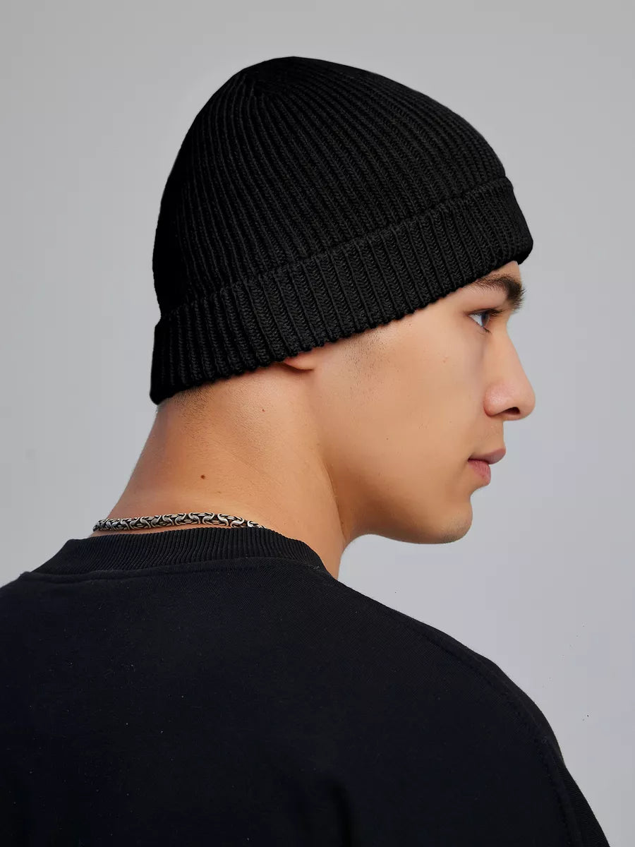 The Watch Cap - Wool Knit Beanie Cap, Black