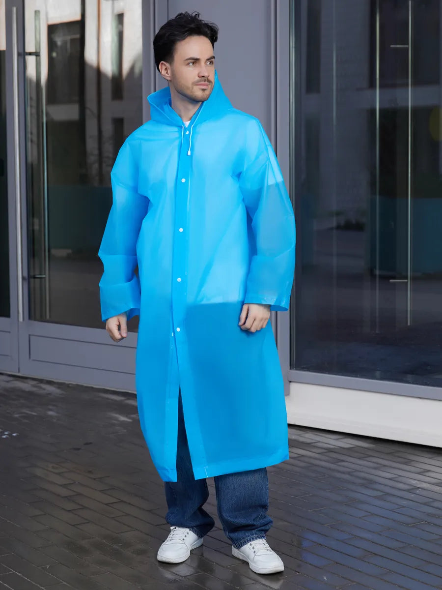 The Backup Plan - EVA Hooded Rain Coat, Blue