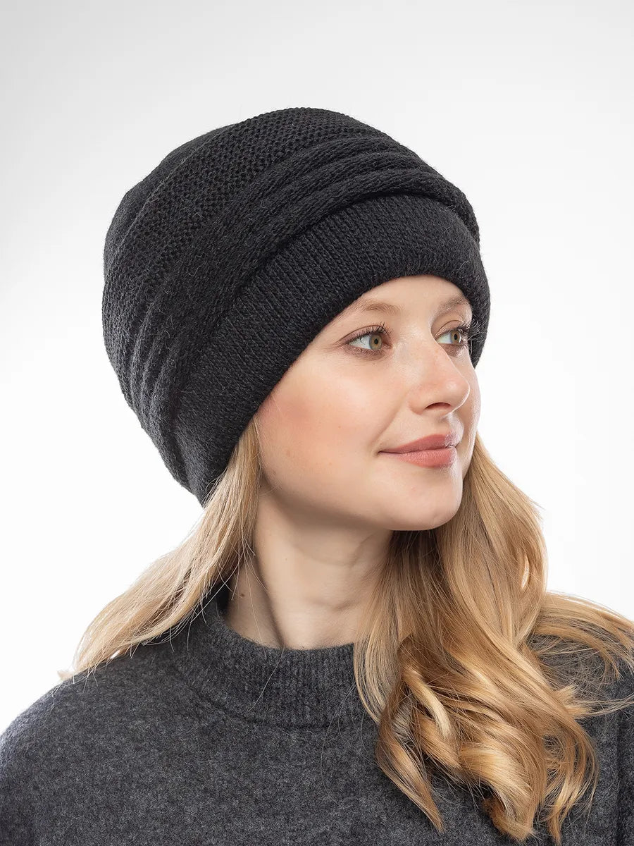 The Cold Open - Wide-Brim Knit Beanie, Black