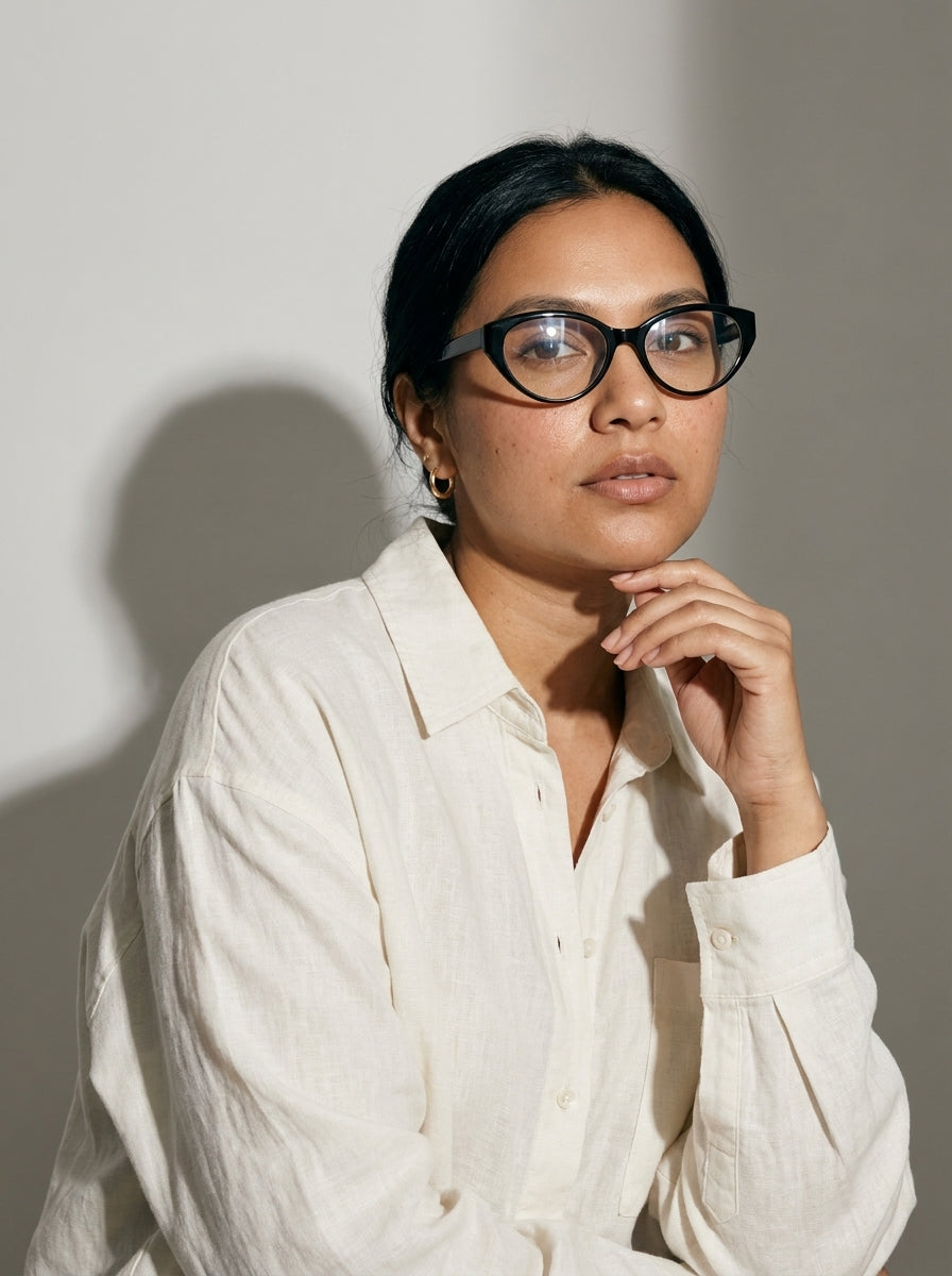 The Alibi | Black, Blue Light Optical Frames | Cat-Eye Glasses | TR90 Frame