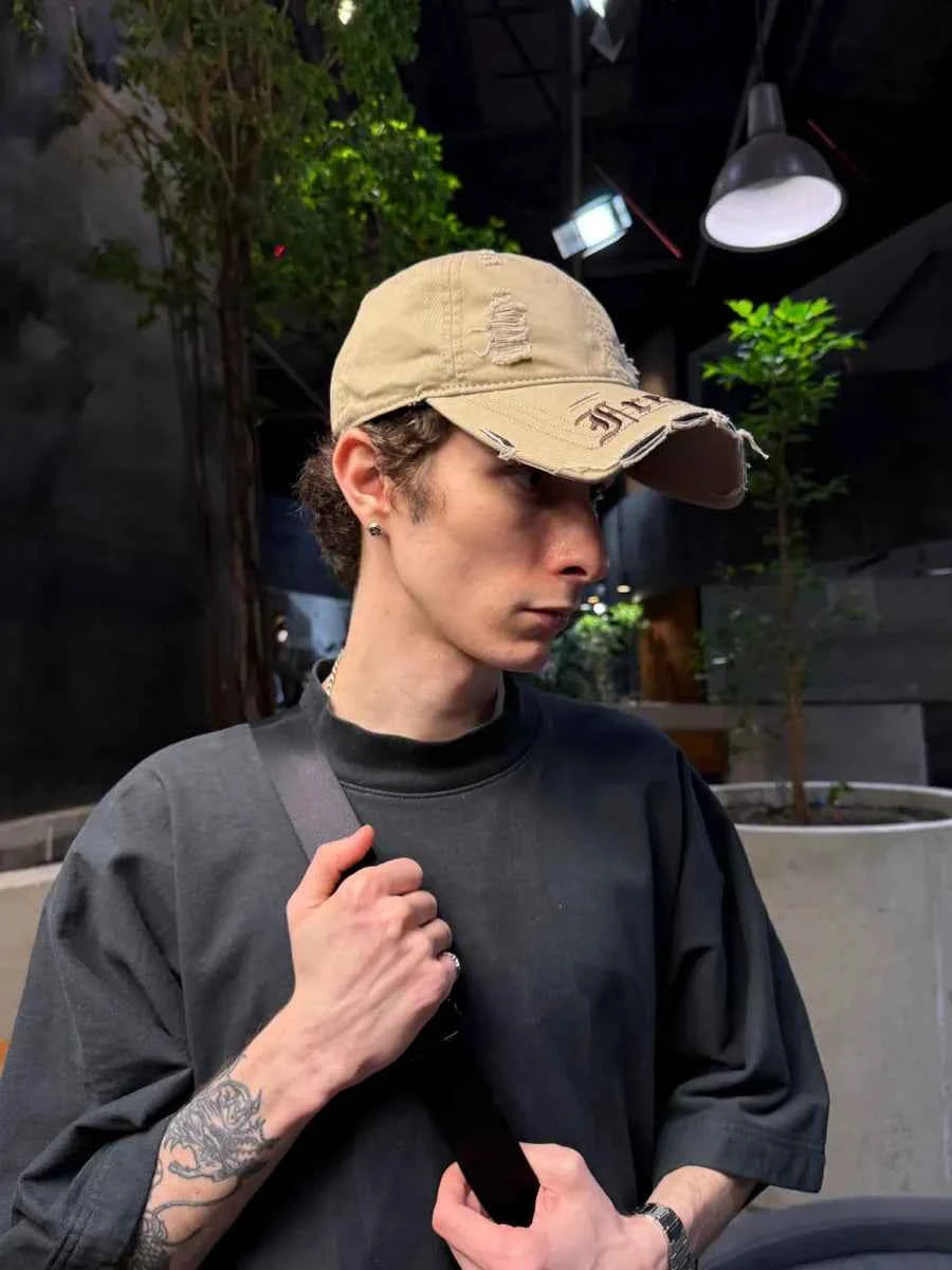 Marie Kiro Freedom Distressed Denim Baseball Cap - Vintage Embroidery Dad Hat - Adjustable Unisex Cotton Cap