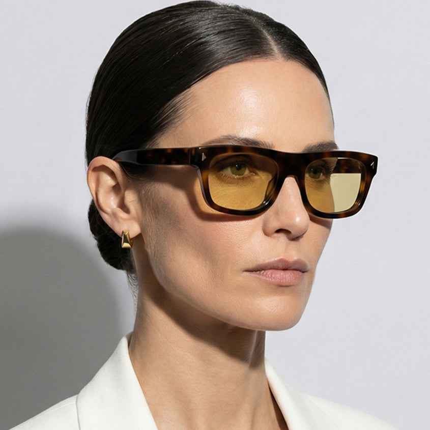 The MK-Gilded Pillar Sunglasses - Apex-Clarity HD Polarized - High-Contrast Amber Optics - Sculpted Italian Acetate