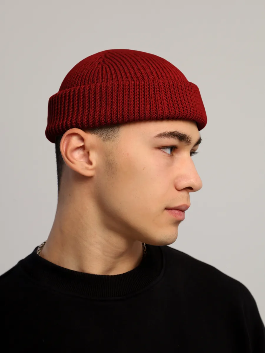 The Watch Cap - Wool Knit Beanie Cap, Wine Red