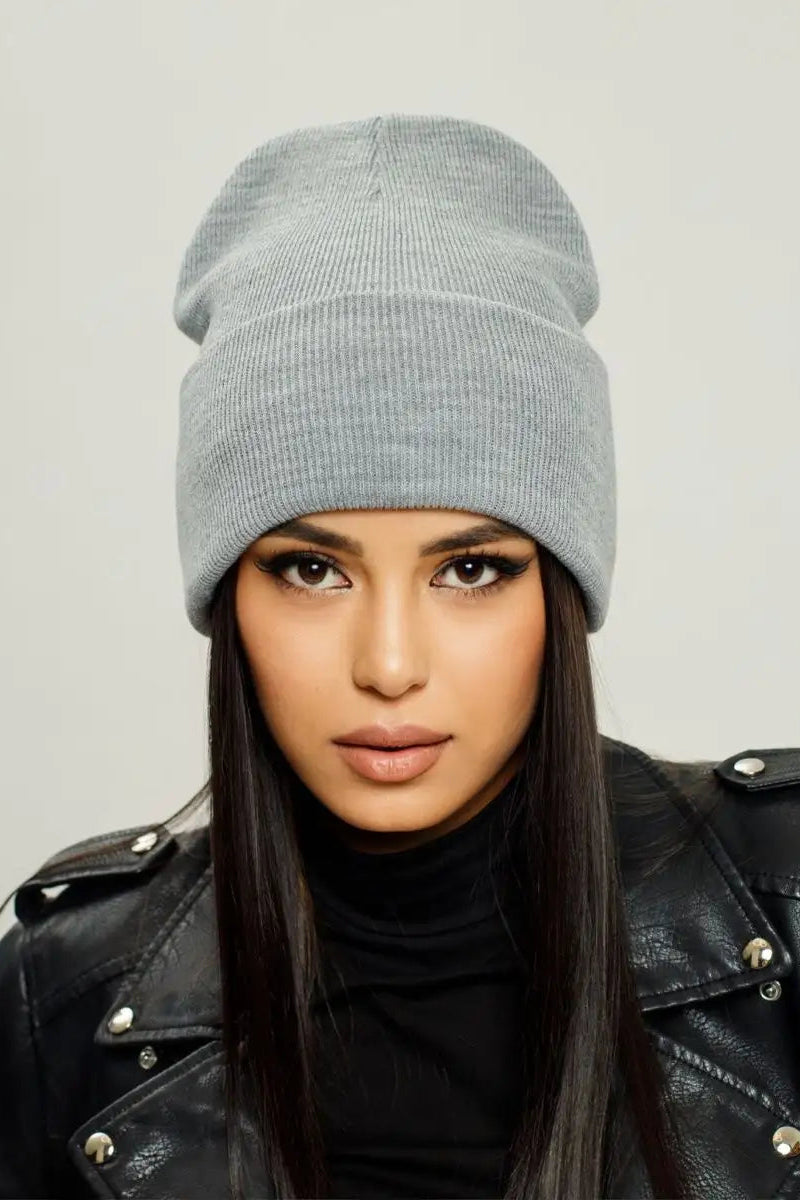 The Cuff - Tall Knit Beanie, Gray