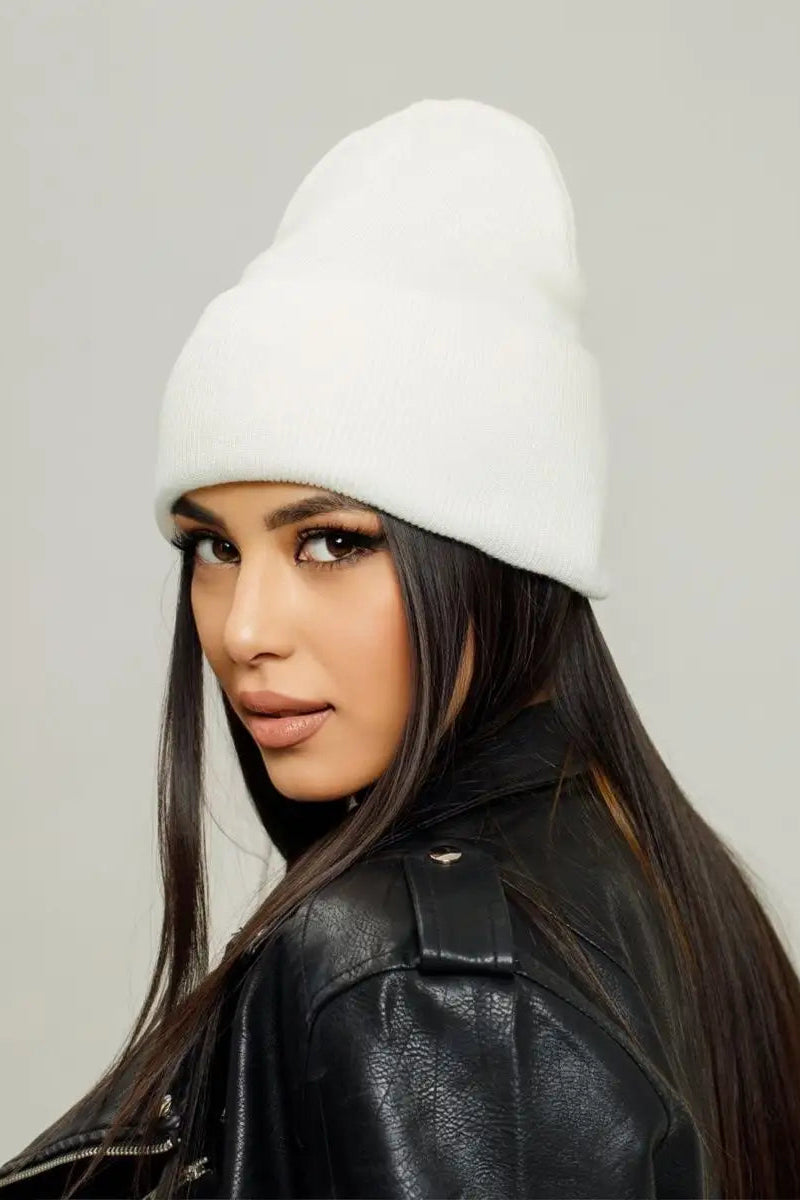 The Cuff - Tall Knit Beanie, White