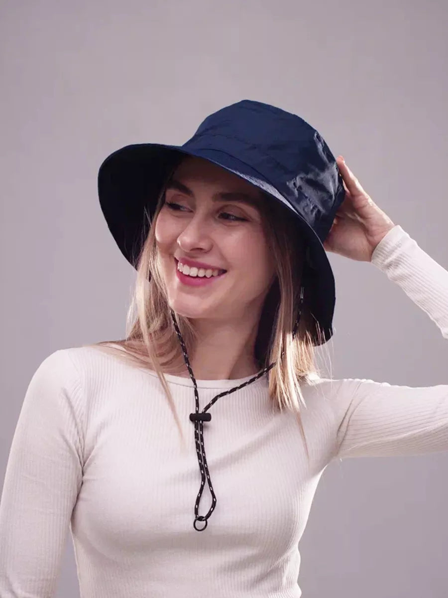 The Foldaway - Packable Wide Brim Sun Hat, Navy (Extended Fit 60-65cm)
