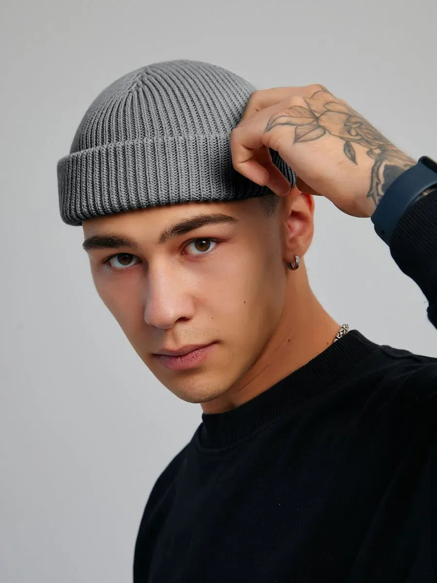 Marie Kiro Watch Cap Wool Knit Beanie, Gray