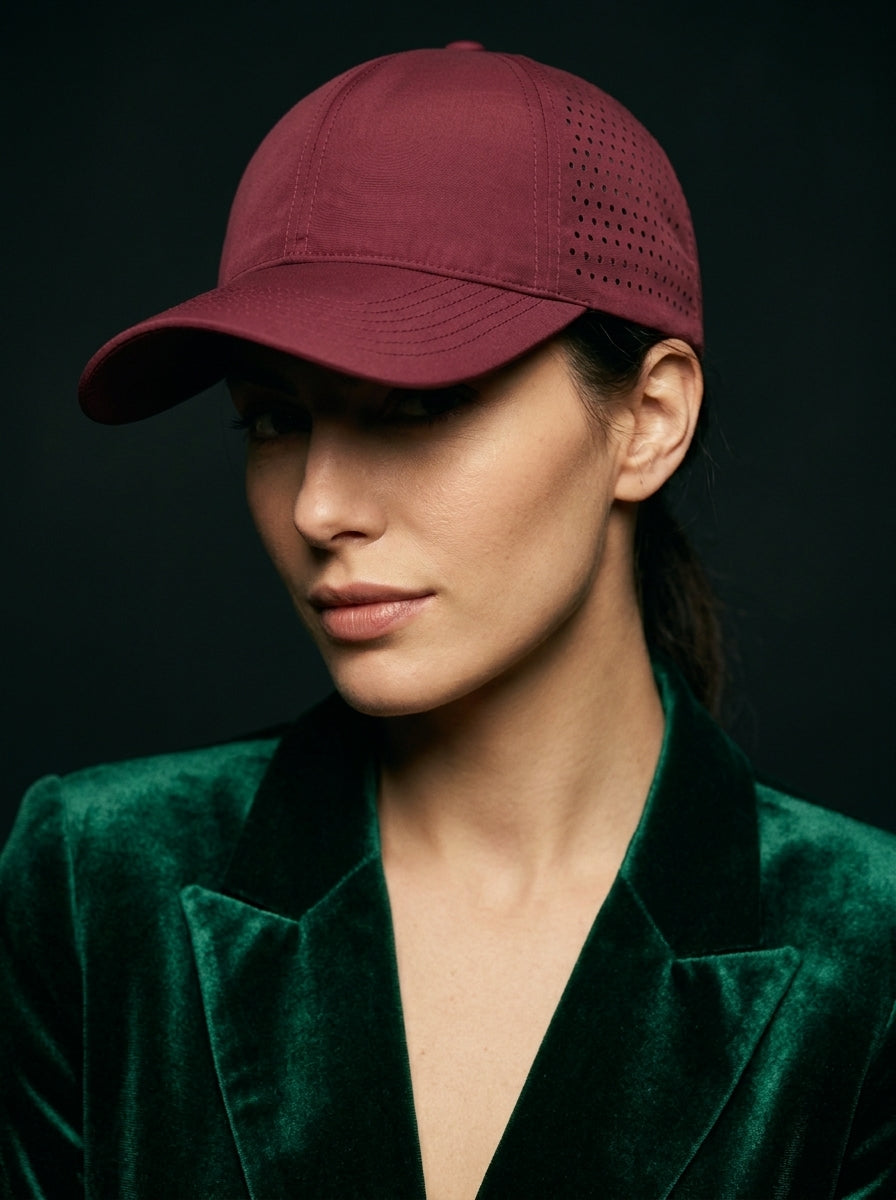 The Traverse - Wine Red | Water-Repellent Mesh Quick-Dry Baseball Cap