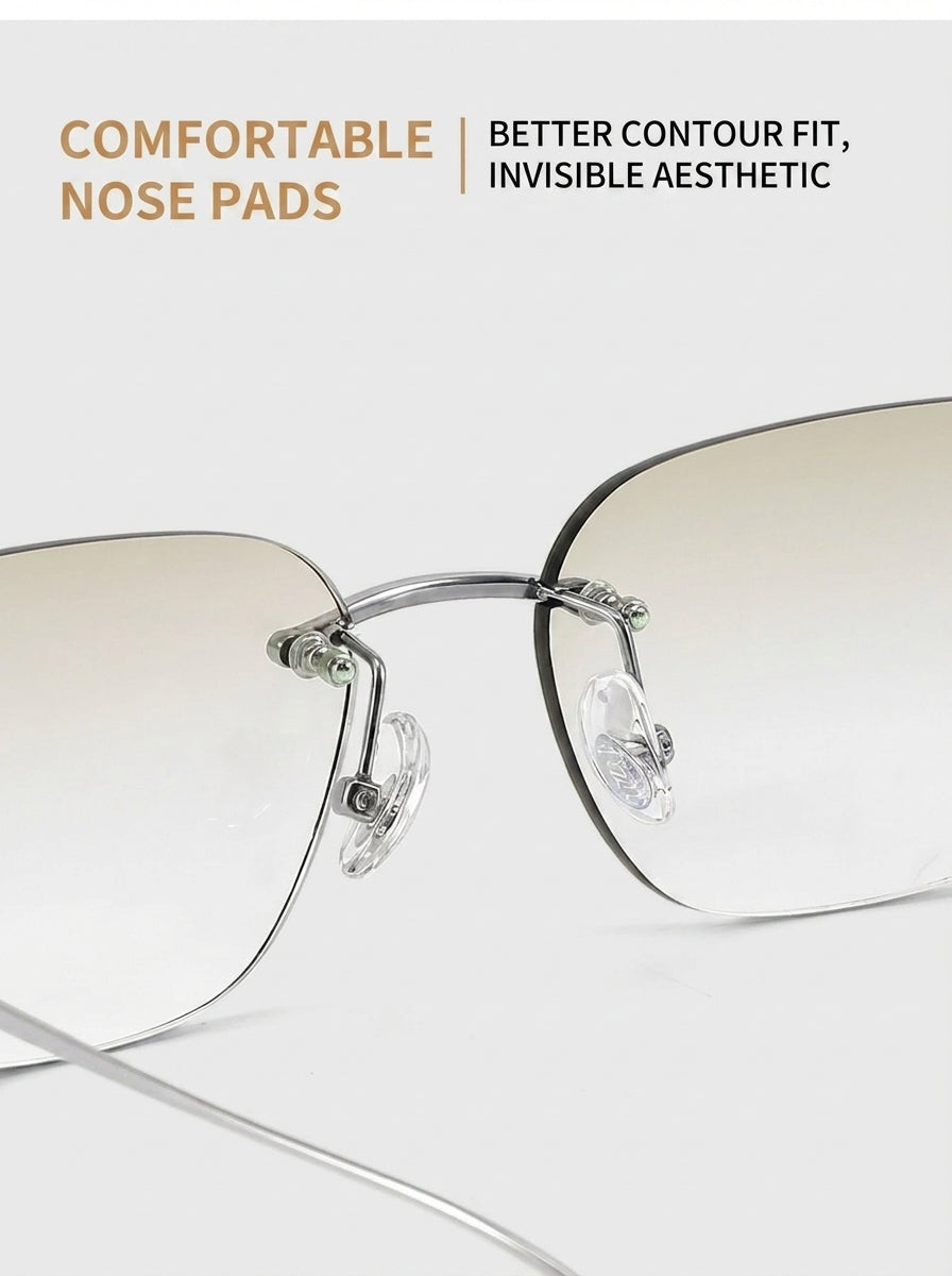 Luminous Titan: Rimless Titanium Frame Nylon Lens Sunglasses