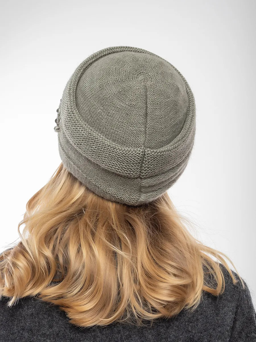 The Cold Open - Wide-Brim Knit Beanie, Olive Green