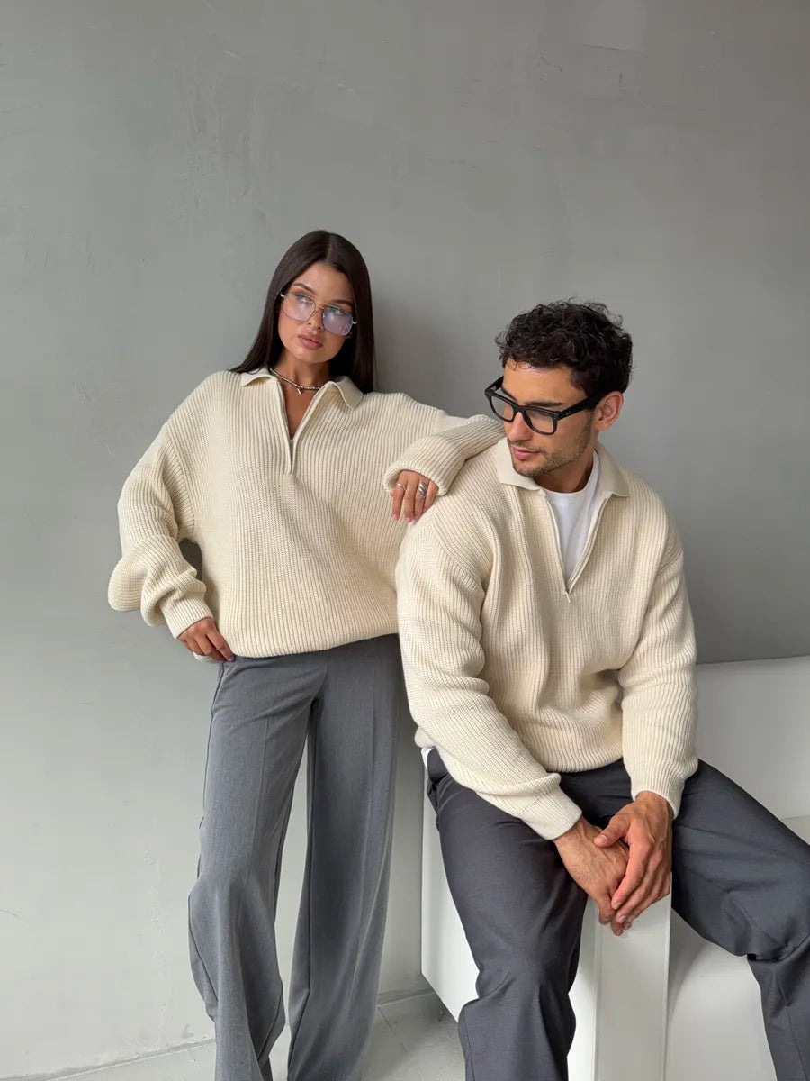 Heavyweight Wool Blend Quarter Zip Sweater – Men's Thermal Mock Neck Pullover – Big & Tall Winter Knitwear