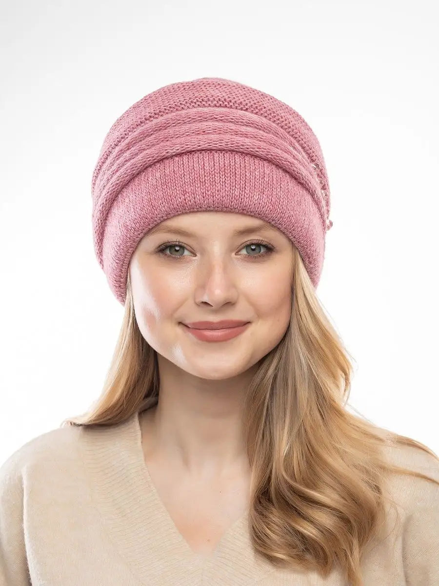 The Cold Open - Wide-Brim Knit Beanie, Pink