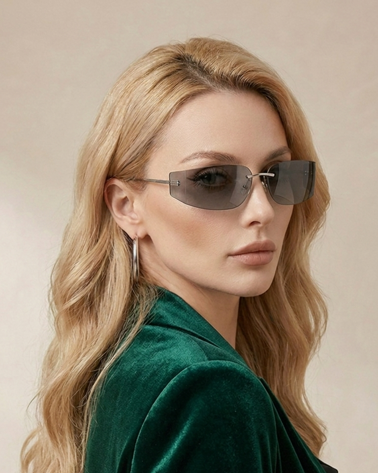 Marie Kiro Obsession: Rimless Polarized Sunglasses, UV400 Ultra-Light 30g Metal Frame