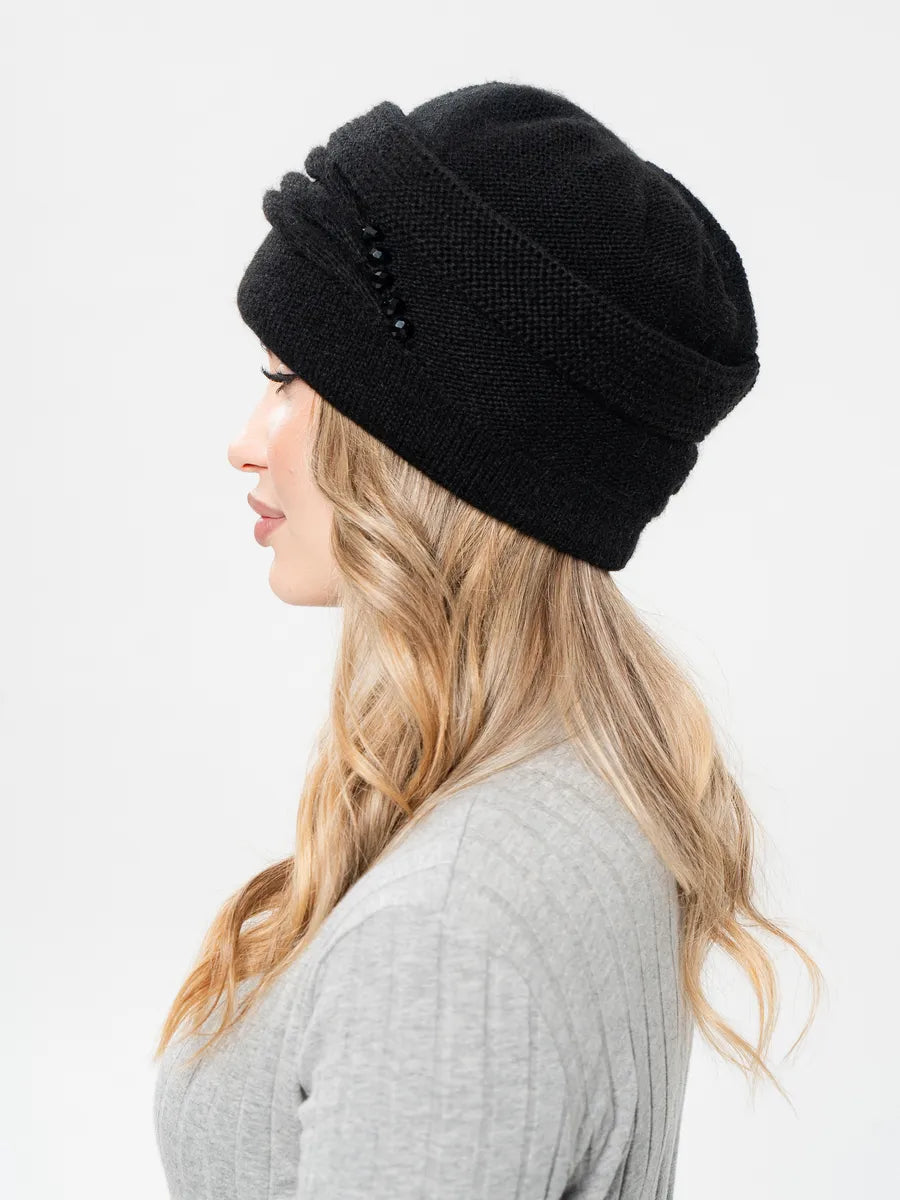 The Cold Open - Wide-Brim Knit Beanie, Black