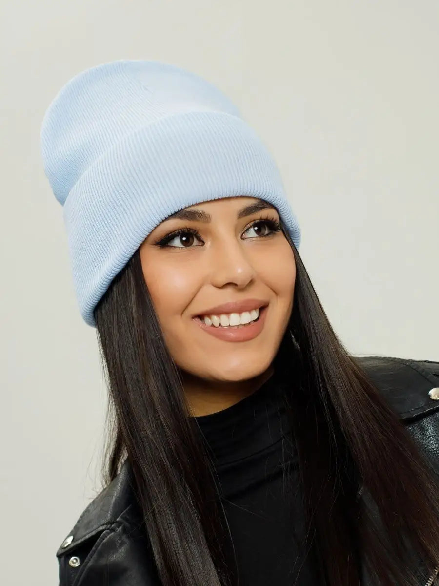 The Cuff - Tall Knit Beanie, Light Blue