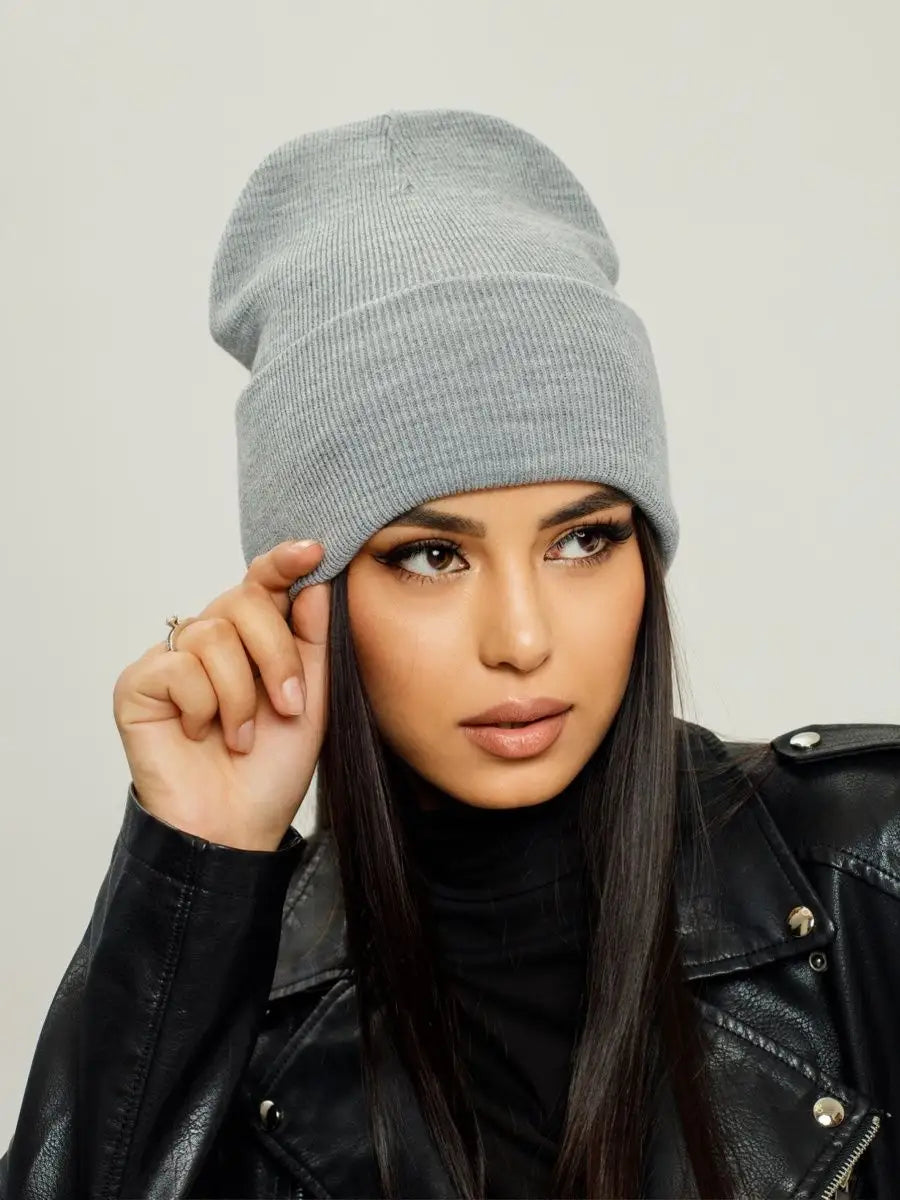The Cuff - Tall Knit Beanie, Gray