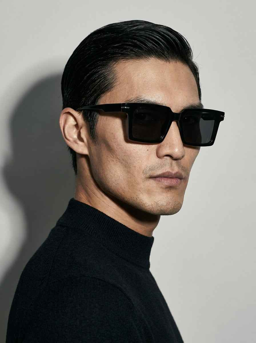 The Facade | Polarized Black | Square Sunglasses | UV400 TAC Polarized Gray Lenses
