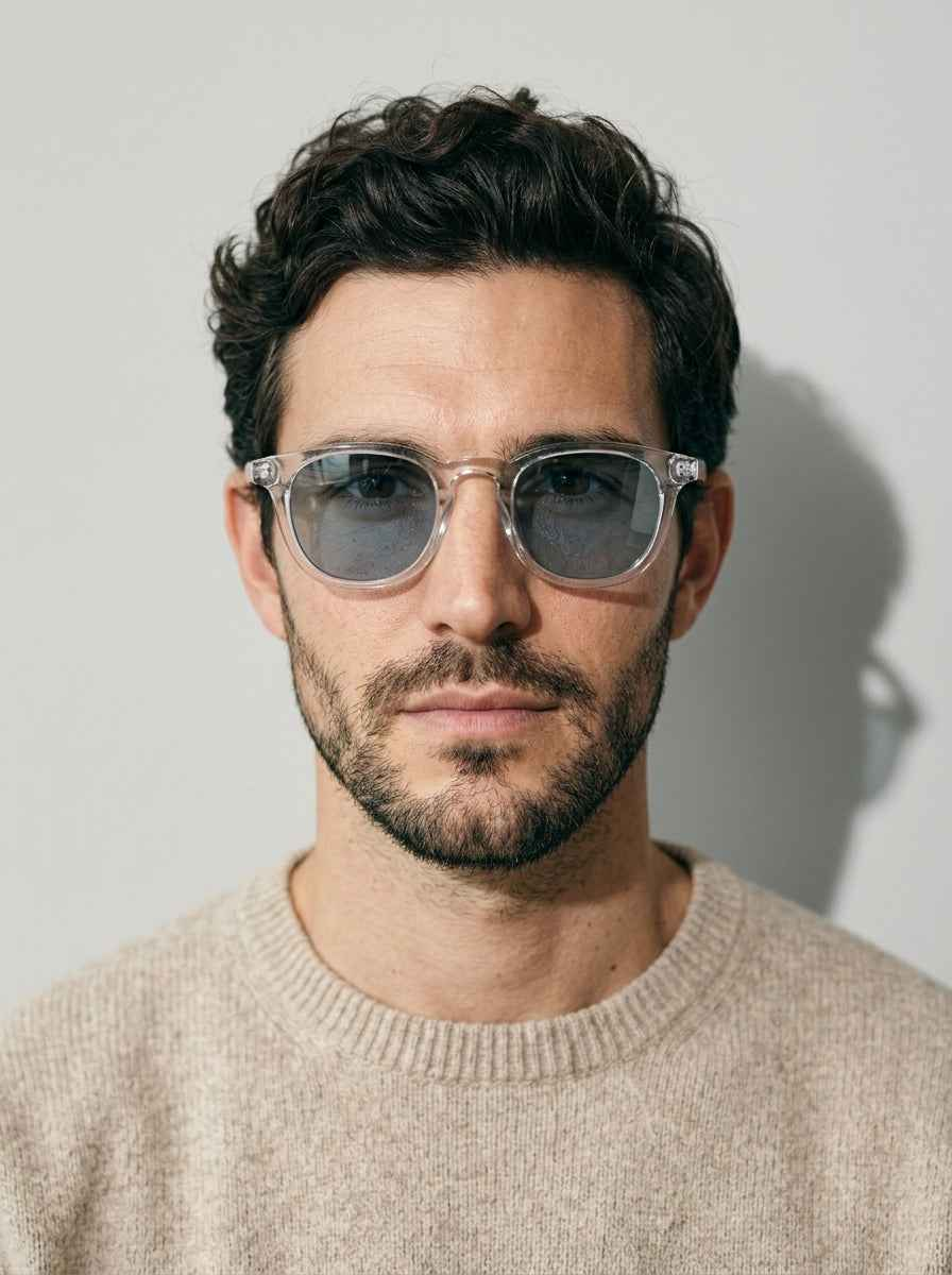 The Archivist Polarized Crystal Blue | Retro Square Sunglasses | UV400 TAC Polarized Blue Lenses