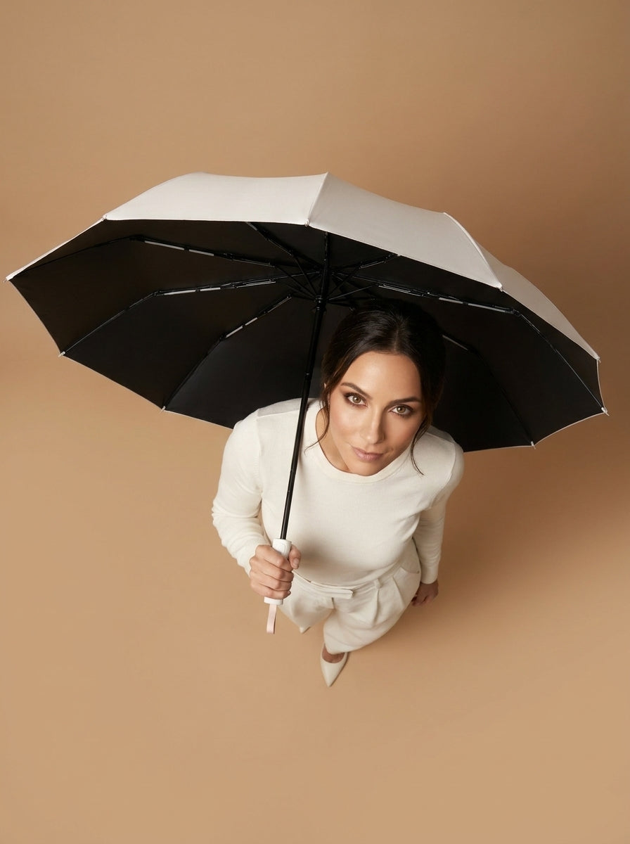 The Bastion - White Compact UPF50+ Automatic Windproof Travel Umbrella