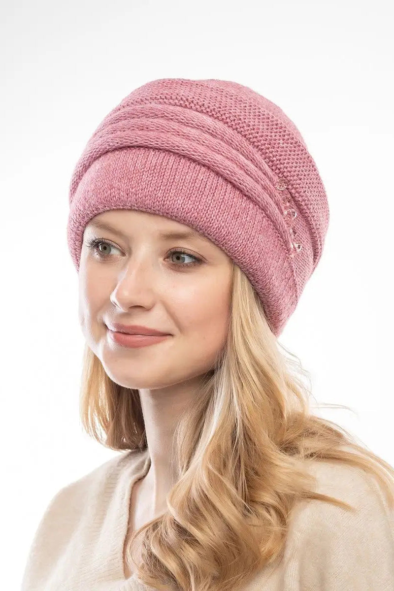 The Cold Open - Wide-Brim Knit Beanie, Pink