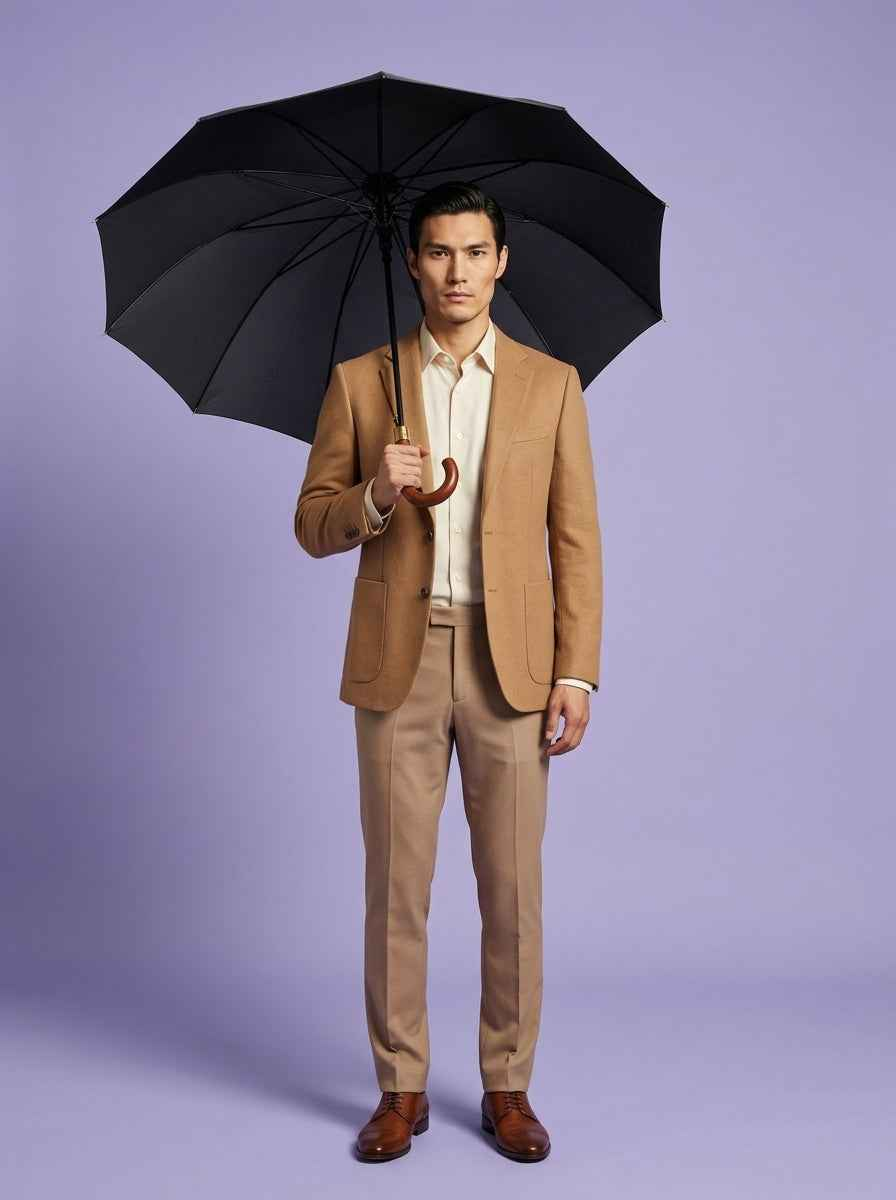 The Envoy  Business Black | Solid Wood Handle Automatic Umbrella | UPF50+ Large Canopy