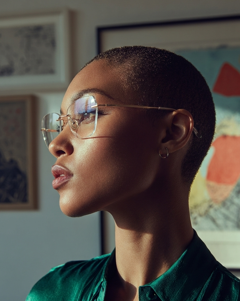 Marie Kiro Ultra-Light Rimless Titanium Cat-Eye Glasses
