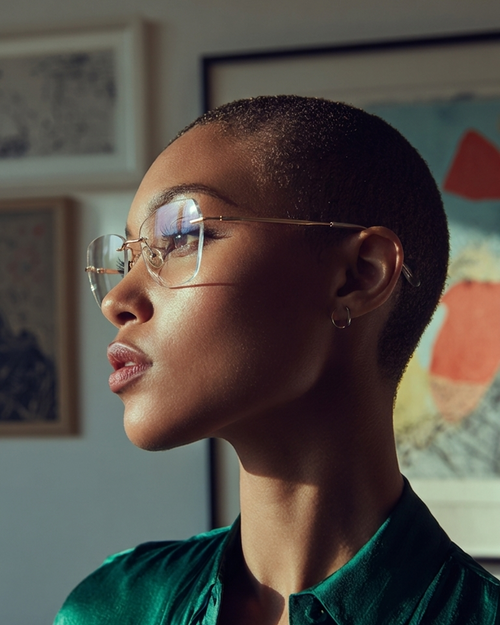 Marie Kiro Ultra-Light Rimless Titanium Cat-Eye Glasses