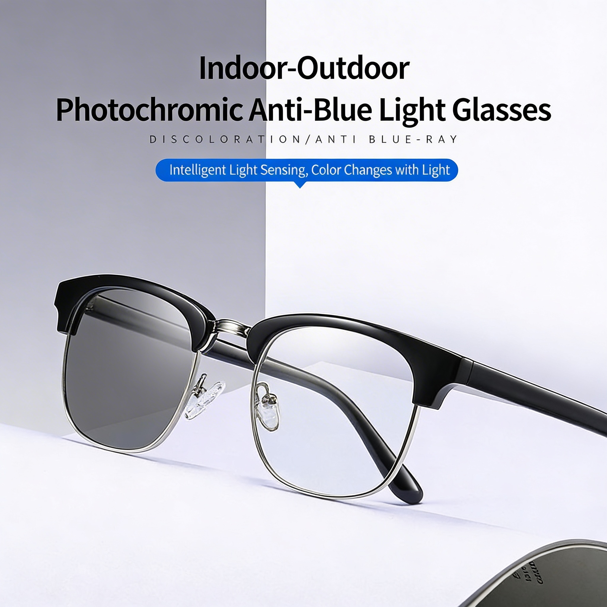 Photochromic Glasses  Anti-Blue Light & UV Protection Eyewear for Men & Women | TR90 Metal Frame | Indoor/Outdoor Color Changing Lens, MK Shift