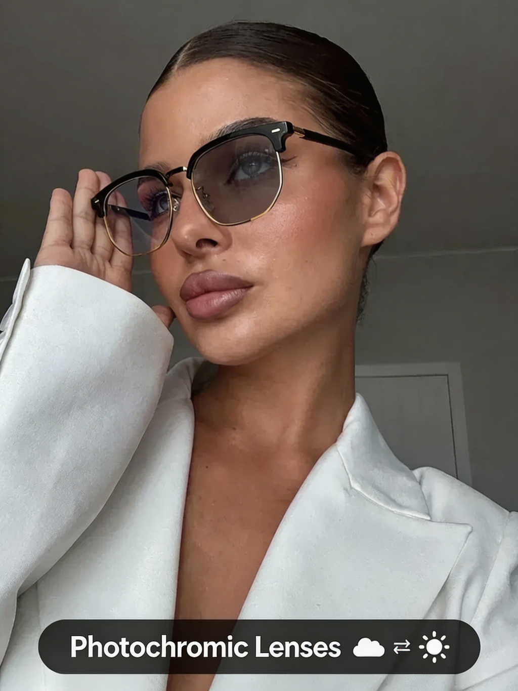 Photochromic Half-Frame Glasses - Auto Color Changing Lens - Anti-Blue Light & UV400