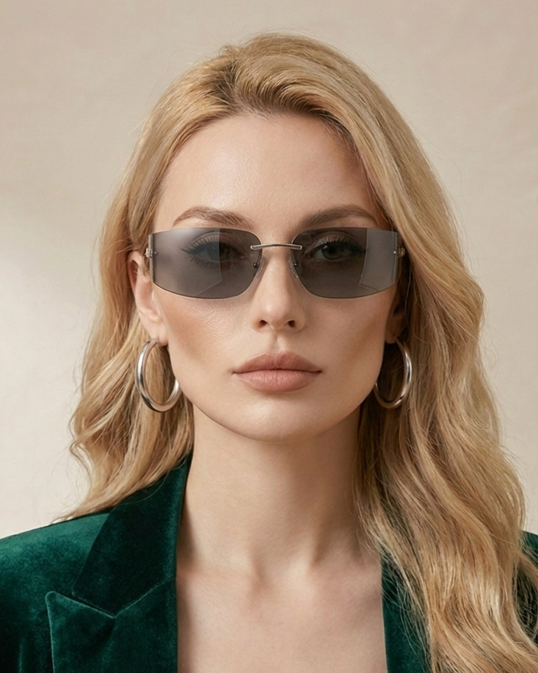 Marie Kiro Obsession: Rimless Polarized Sunglasses, UV400 Ultra-Light 30g Metal Frame